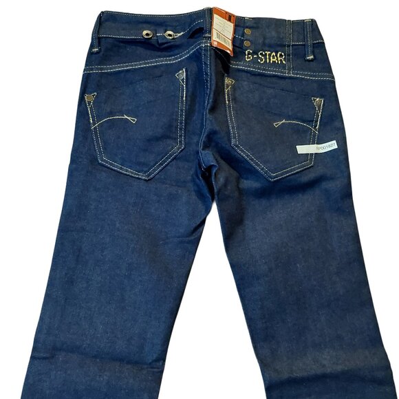 Retro Vintage G-Star Raw Midge Straight Leg Flacks Denim Raw Blue Jeans 24 NWT - Picture 8 of 12